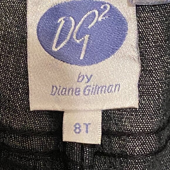 DG2 Diane Gilman Black Denim Jeans Striped Elastic Ankle Cuffs Stretch Size (8T) - Picture 6 of 8
